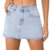 Women's Causal High Waist Raw Hem Pocket Denim Jean Short Skirt