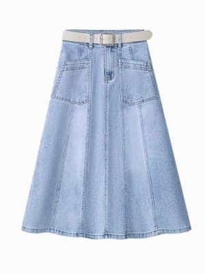 Denim Skirt for Women in Summer Waist Slimming Midlength