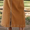 Straigh High Rise Vintage Split Back Contrast Stitch Detail Denim Skirt