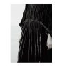 Women's Black Lace Silk Dress - Seven-Sleeve Loose Plus Size Shift