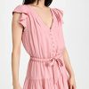 Women's Rosalee Mini Dress Tiered Skirt Covered Button in Lipstick Pink