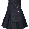 Men's Hybrid Utility Kilt - Durable Cotton Jeans Fabric Kilt for Men with Cargo Style Pockets Traditional Modern Kilt