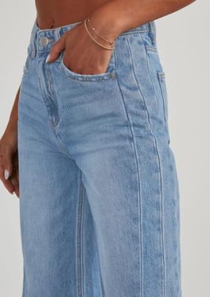 Wide Leg Jeans for Women Trendy 2025 High Waisted Stretchy Baggy Raw Hem Denim Palazzo Pants with Pockets