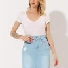 Denim Skirt for Women's Casual Distressed Knee Length Jeans Skirts