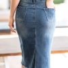 Women's Casual Jean Skirt High Waist Back Slit Stretch Denim Skirts