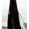 Women's Black Lace Silk Dress - Seven-Sleeve Loose Plus Size Shift