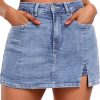 Women’s Side Slit Denim Skort, High-Stretch,High Waisted,Y2K Mini Jean Skirt Shorts with 5 Pockets