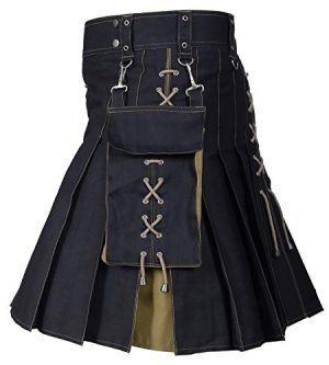 " Kilt for Men, Modern Scottish Utility Jeans Hybrid Kilt