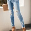 Women's Skinny Ripped Trendy Jeans Distressed Stretchy Denim Pants
