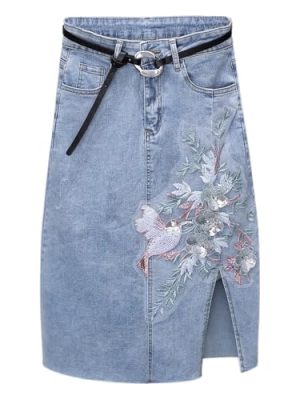 Waisted Denim Skirt Womens Autumn Midlength Temperament