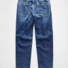Women’s Chic Stylish Mid Waist Wash Drawstring Stitch Detail Carrot Jeans