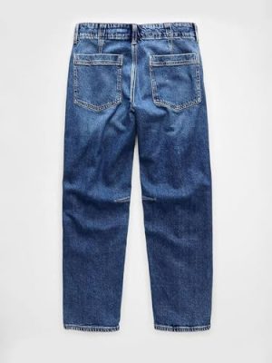 Women’s Chic Stylish Mid Waist Wash Drawstring Stitch Detail Carrot Jeans