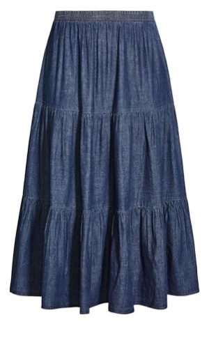 Plus Size Skirt, Denim Tier Skirt