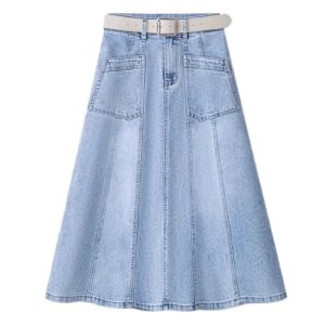 Denim Skirt for Women in Summer Waist Slimming Midlength