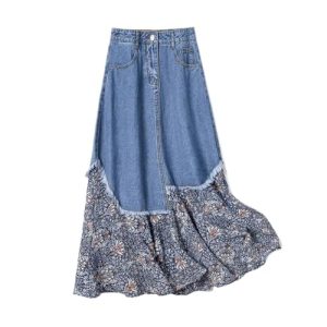 Denim ​​ Skirt in Summer, Casual and Waisted ice Silk