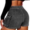 High Stretchy Denim Cargo Skort for Women, High Waist, Casual Mini Y2K Jean Skirt Shorts with Pockets