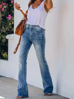 Women's Flare Bell Bottom Jeans High Waisted Wide Leg Bootcut Jeans Stretchy Denim Pants