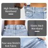 High Stretchy Sweatpant Jeans Women, Elastic Waist Wide Leg Baggy Knit Jeans Straight Leg High Waisted Pull on Jeans