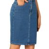 Women's Casual Stretch High Waist Back Slit Denim Jean Knee Length Skirt
