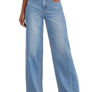 Wide Leg Jeans for Women Trendy 2025 High Waisted Stretchy Baggy Raw Hem Denim Palazzo Pants with Pockets