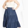 Plus Size Skirt, Denim Tier Skirt