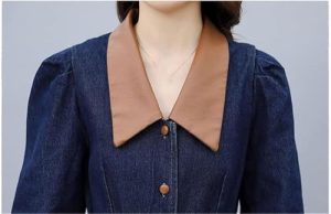 Long Sleeve Denim Shirt Dress for Women Modern Casual Single Breasted Long Dresses