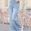 High Stretchy Sweatpant Jeans Women, Elastic Waist Wide Leg Baggy Knit Jeans Straight Leg High Waisted Pull on Jeans
