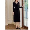 Women's V-Neck Business Dress - Mulberry Silk Comfort Office Shift