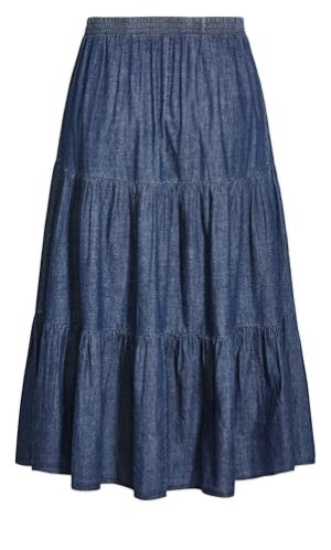 Plus Size Skirt, Denim Tier Skirt