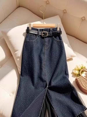 Spring Korean and Waisted Slim Denim ​​ Skirt for Women