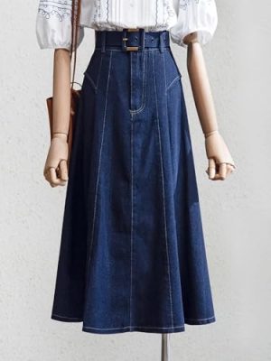 Waisted Denim Skirt for Women in Summer, Slim and Commuting Casual