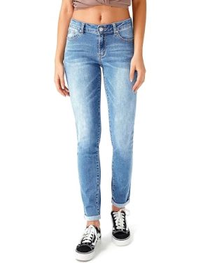 Women's Ripped Boyfriend Jeans Stretch Skinny Jean Trendy Distressed Straight Leg Jeans with Holes