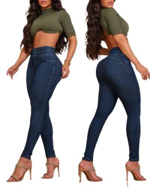 Womens High Waisted Butt Lifting Jeans Button Front Strechy Skinny Leggings Casual Slim Fit Denim Pants