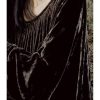 Women's Black Lace Silk Dress - Seven-Sleeve Loose Plus Size Shift
