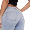 Mid-Low Rise Baggy Jeans Wide Leg for Women Distressed Pants Stretchy Bottom Lady Basic Comfortable Denim