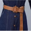 Long Sleeve Denim Shirt Dress for Women Modern Casual Single Breasted Long Dresses