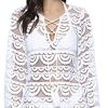 Women's Noah Water Lily Tunic Cover-Up - Scalloped Hem, Lace Up Front Tie