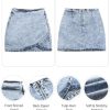 Women's Tulip Hem Shirred Washed Casual Bodycon Short Jean Denim Skirt