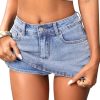 High Stretchy Mini Skort Skirt for Women,Low Waist Denim Skort Shorts with Pockets