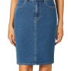 Women's Casual Stretch High Waist Back Slit Denim Jean Knee Length Skirt