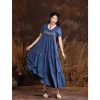 Loose Denim Long Skirt, Retro Embroidered Oversized Dress