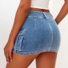 High Stretchy Cargo Skirt for Women, Low Waist Y2k Mini Skirt Cute Denim Skirt with Pockets