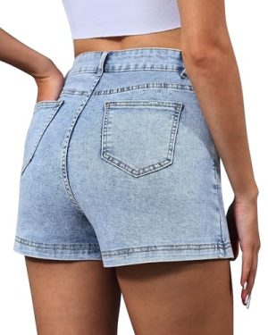 Denim Skorts for Women Skirt Stretchy High Waisted Womens Skirts Asymmetrical Hem Casual Mini Jean Skirt with Shorts