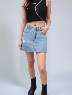 Denim Skirt Women Mini High Waisted Stretchy Summer Jean Skirts