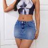 Women's Low Rise Stretchy Denim Skirts Sexy Comfy Mini Jean Skirt for Summer Casual Streetwear