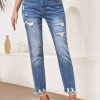 Womens Jeans High Waisted Stretchy Ripped Distressed Tummy Control Straight Ankle Jean for Women Trendy 2025