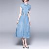Collar Thin Denim Dress Women's Waist Thin Dress