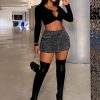High Stretchy Denim Cargo Skort for Women, High Waist, Casual Mini Y2K Jean Skirt Shorts with Pockets