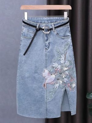 Waisted Denim Skirt Womens Autumn Midlength Temperament