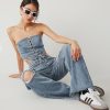 Women’s Ripped Jeans High Waisted Distressed Baggy Straight Wide Leg Pants